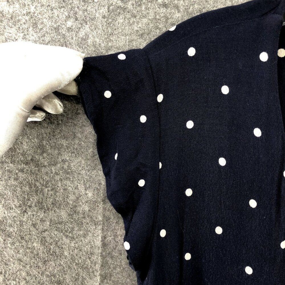 Rails Brenna Wrap Dress Size XS Navy Blue White Polka Dot Short Sleeve Ruffle - Picture 5 of 9